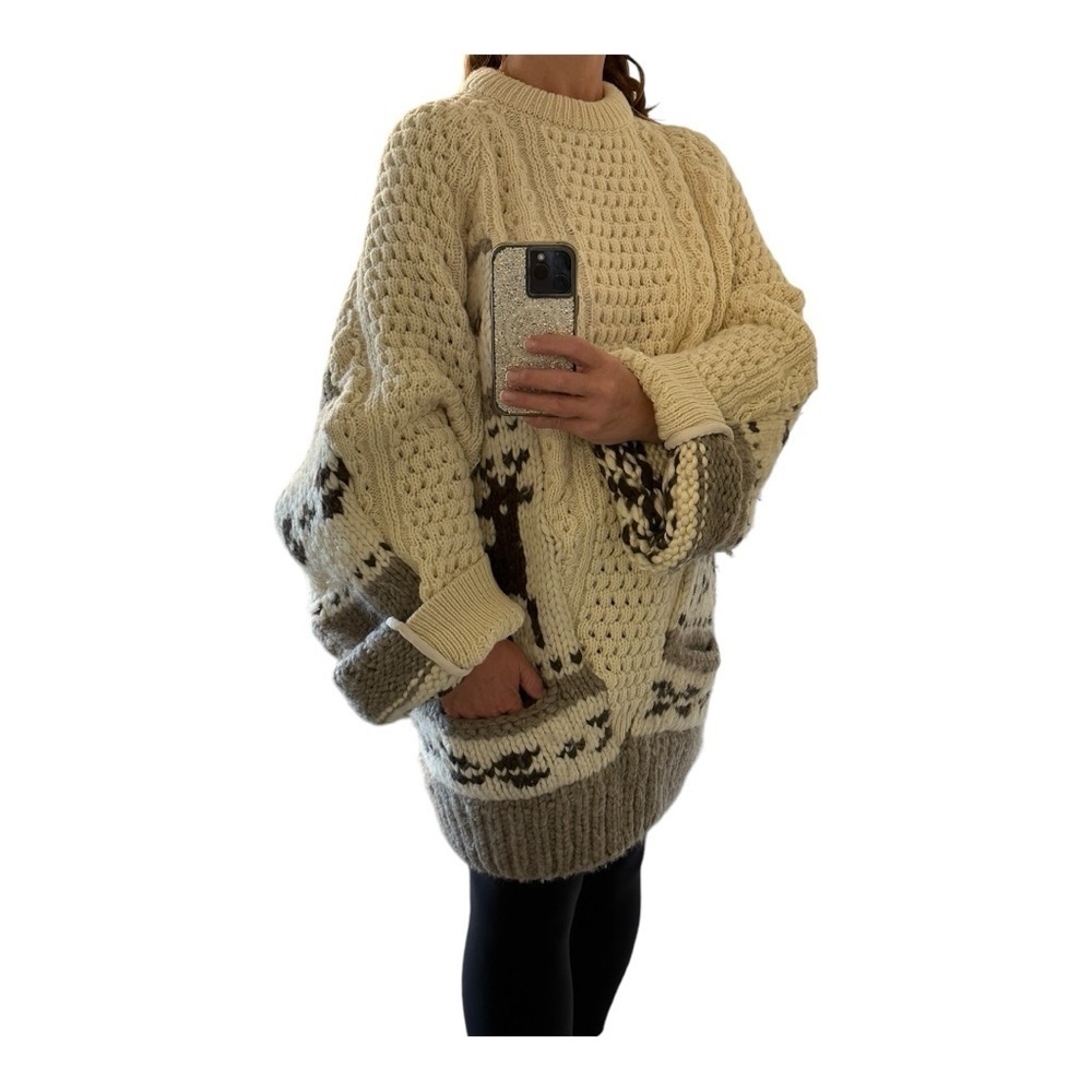 Cowichan & Fisherman Eclectic Wool Sweater | YAH YAH! - Large / XLarge - Picture 5 of 14